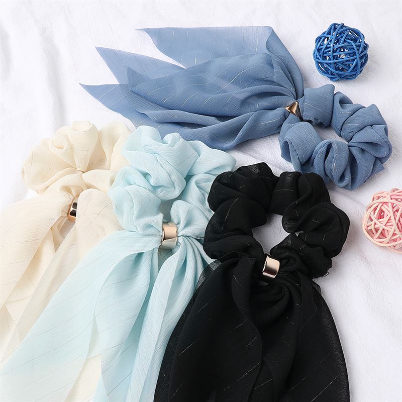 SOHO Vina Scrunchie mit Schal – Schwarz – Haaraccessoires