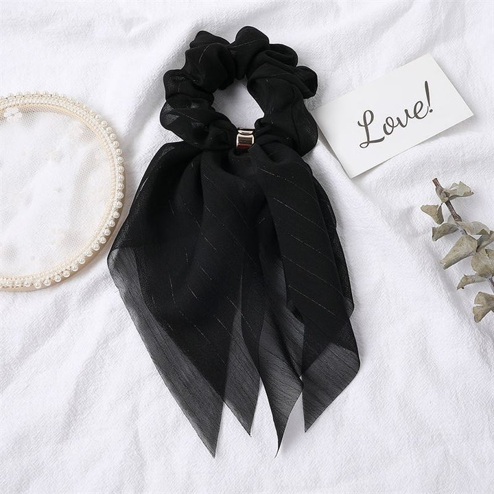 SOHO Vina Scrunchie mit Schal – Schwarz – Haaraccessoires