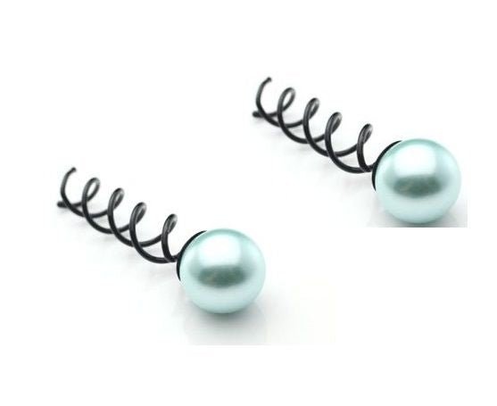 Spin Pins hairpins w/ Turquoise Bead 2 pcs - Hair Accessories | Fashiongirl