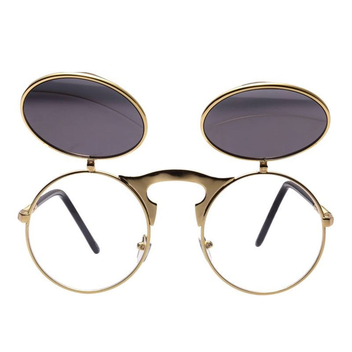 Steampunk sunglasses in gold with flip function - | Fashiongirl