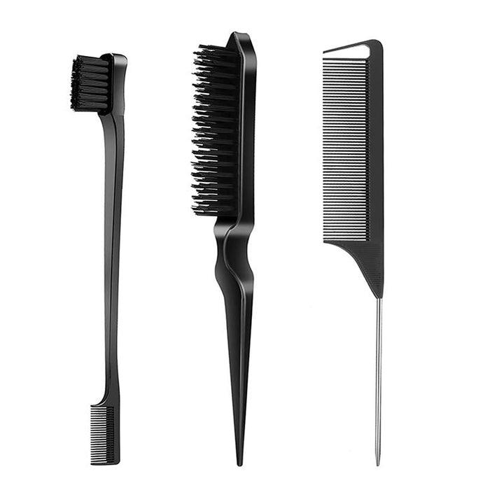 TBC Dual Edge Comb and Brush – 3 Sets (Haarbürste und Kamm) – Haarstyling-Werkzeug