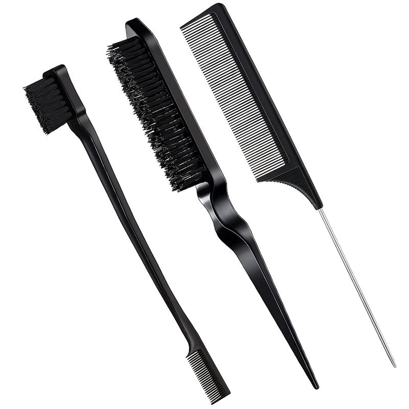 TBC Dual Edge Comb and Brush – 3 Sets (Haarbürste und Kamm) – Haarstyling-Werkzeug