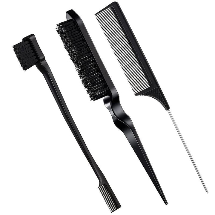TBC Dual Edge Comb and Brush – 3 Sets (Haarbürste und Kamm) – Haarstyling-Werkzeug