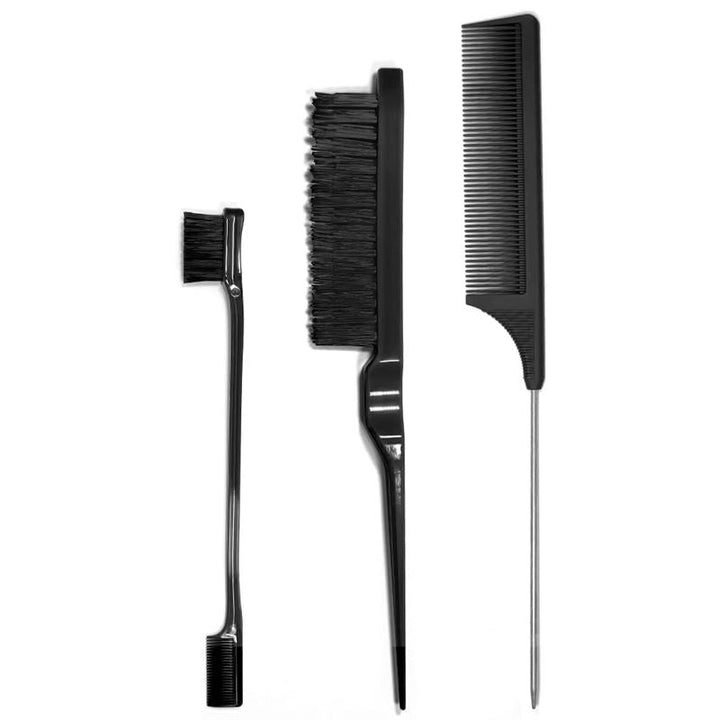 TBC Dual Edge Comb and Brush – 3 Sets (Haarbürste und Kamm) – Haarstyling-Werkzeug