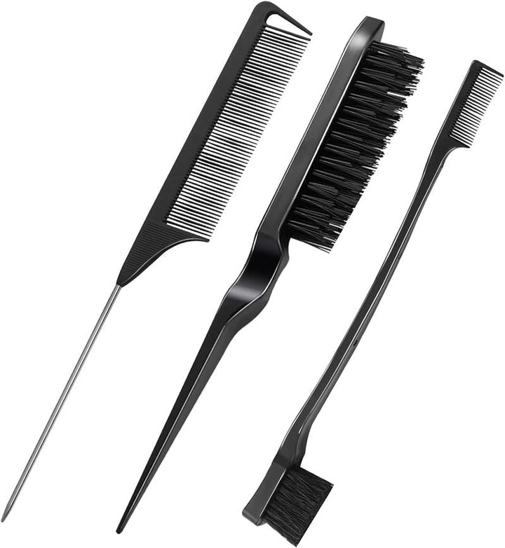 TBC Dual Edge Comb and Brush – 3 Sets (Haarbürste und Kamm) – Haarstyling-Werkzeug