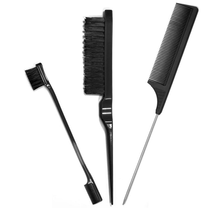 TBC Dual Edge Comb and Brush – 3 Sets (Haarbürste und Kamm) – Haarstyling-Werkzeug