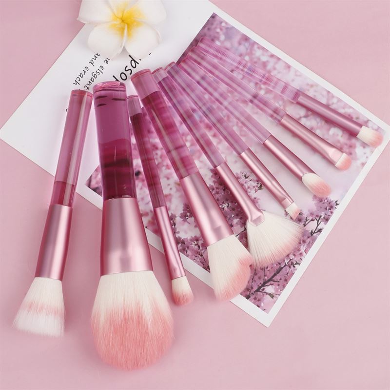 Technique PRO Translucent Perfection Make-up-Pinselset – 9 Make-up-Pinsel mit Tasche (PINK) – 