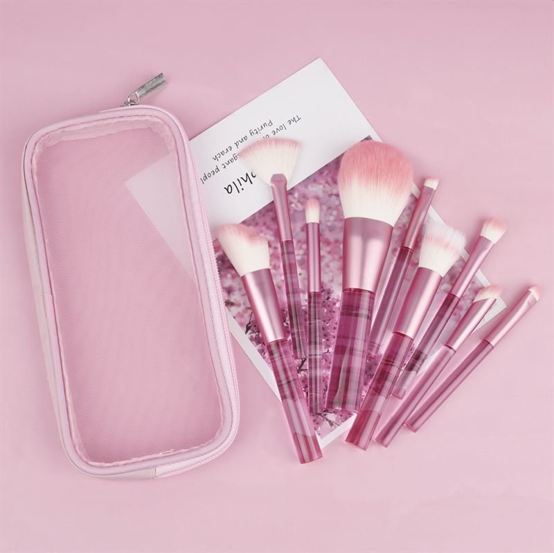 Technique PRO Translucent Perfection Makeup Brush Set – 9 Make-up-Pinsel mit Tasche (PINK) – 