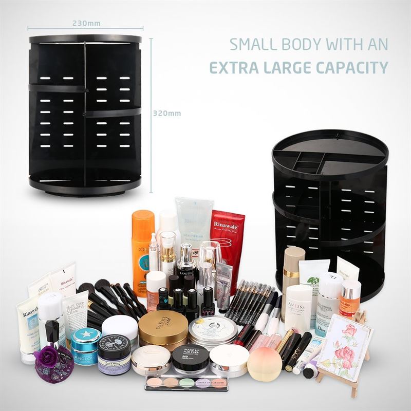 kosmetik aufbewahrung schwarz Make-up Organizer 360° rotierend – UNIQ Schwarz