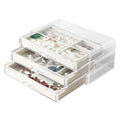 UNIQ Acryl-Schmuckkästchen mit 3 Schubladen – Aufbewahrungsbox für Ohrringe, Halsketten, Armbänder, Uhren usw. – Schmuckkästchen