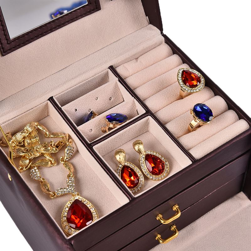 UNIQ Classic Schmuckkästchen in 3 Ebenen – S118 – Braun – Schmuckkästchen