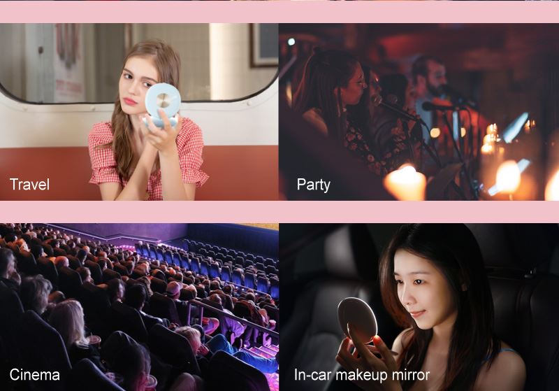UNIQ Kompakter doppelseitiger Reisekosmetikspiegel mit LED (5-fache Vergrößerung) – Rose – | Fashiongirl