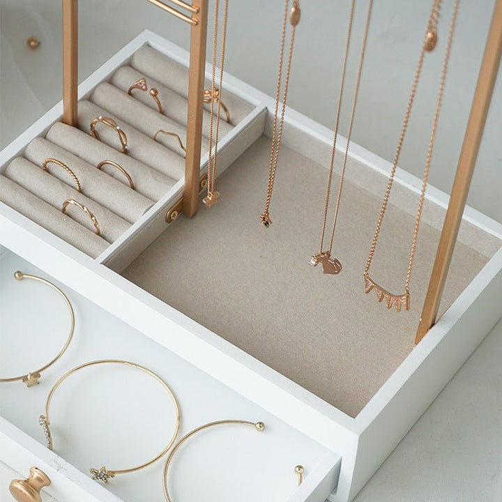 UNIQ Gold Jewelry Stand with Drawer (29 cm) - Earring & Necklace Organizer - Uncategorized - UNIQ