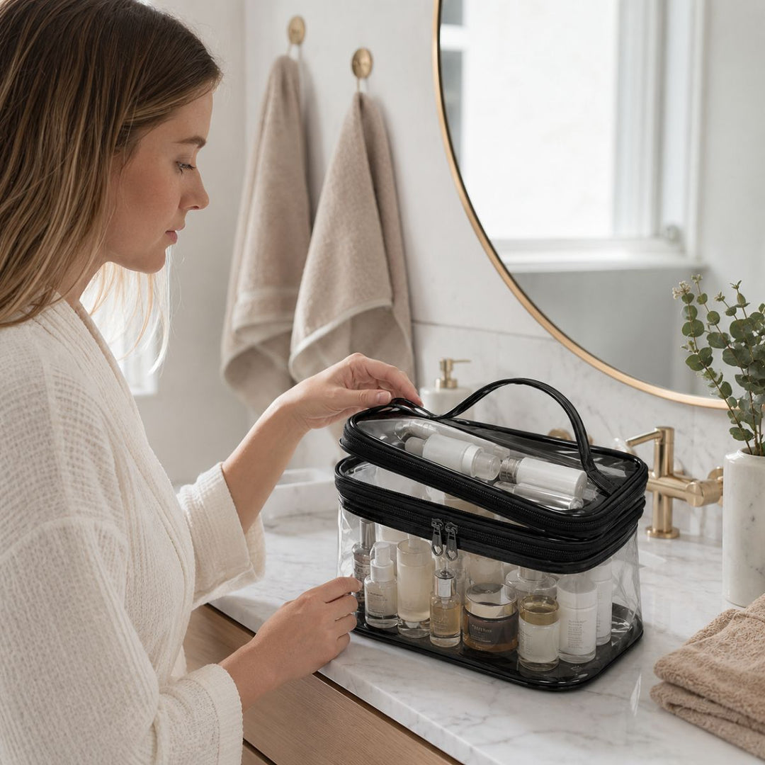 UNIQ Hubbel Clear Toiletry Bag Travel Makeup Bag - Black – image 3