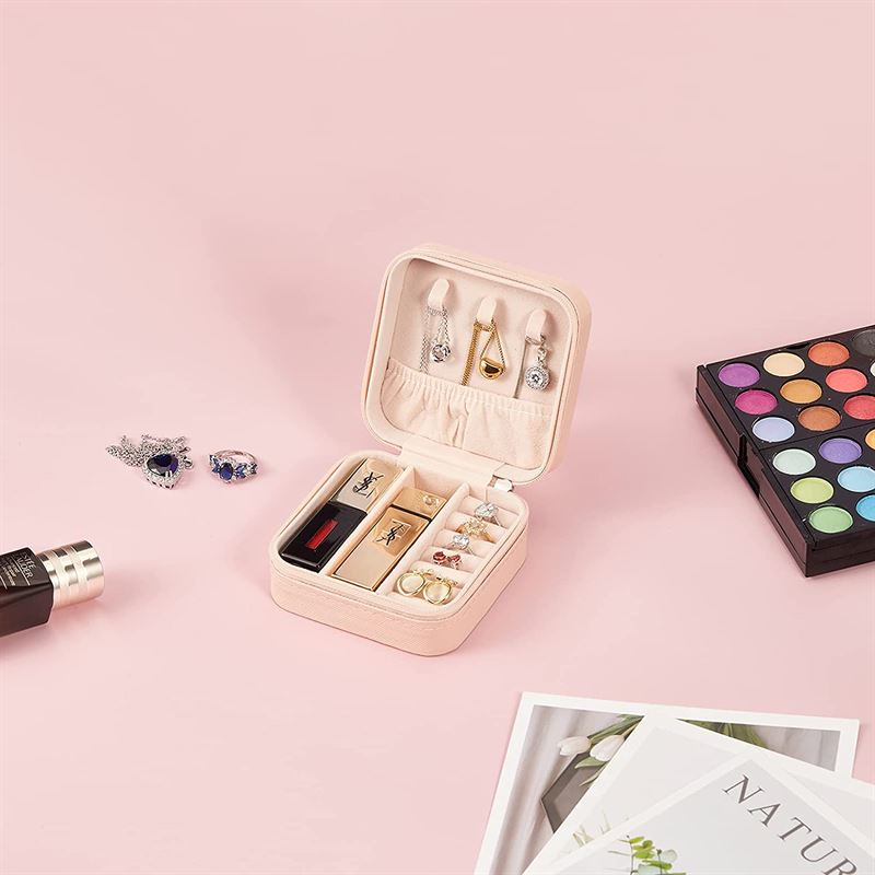 UNIQ Kunstleder-Schmuckkästchen für Ohrringe – Pink Square – rosa – Schmuckkästchen