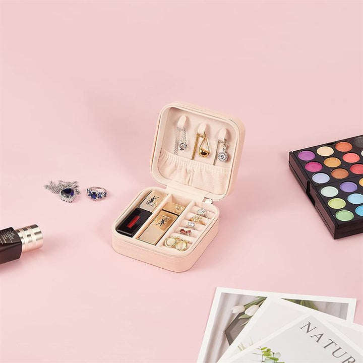UNIQ Kunstleder-Schmuckkästchen für Ohrringe – Pink Square – rosa – Schmuckkästchen