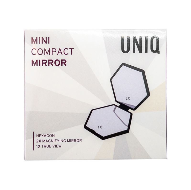 UNIQ Mini Compact Hexagon Mirror - Black - | Fashiongirl