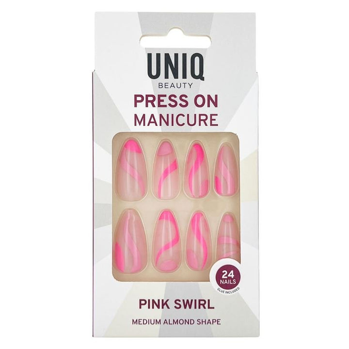 UNIQ Press On Nails mit Kleber – Pink Swirl – | Fashiongirl