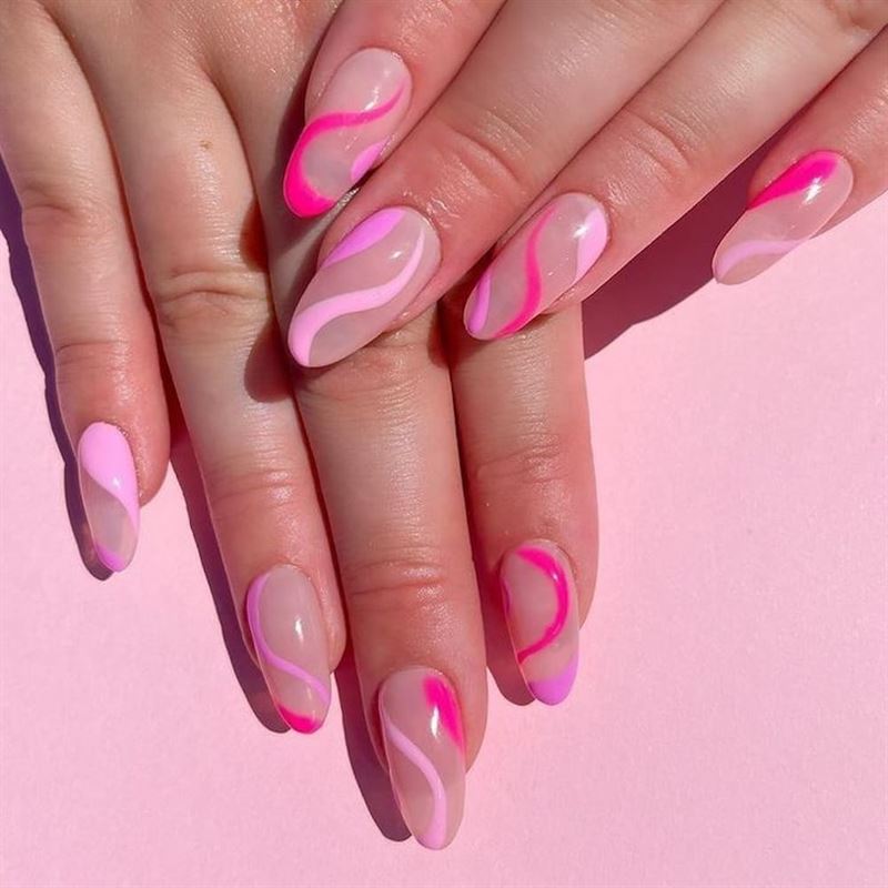 UNIQ Press On Nails mit Kleber – Pink Swirl – | Fashiongirl