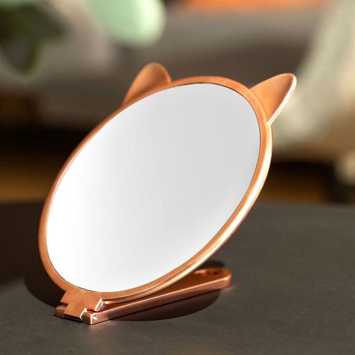 UNIQ Runder Handspiegel mit Katzenohren, faltbar – Roségold – | Fashiongirl