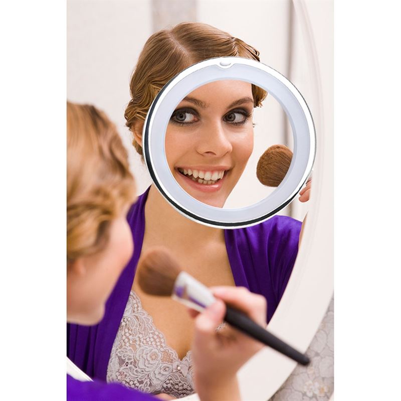 UNIQ Rundspiegel mit LED-Beleuchtung und Saugnapf x10 Vergrößerungsspiegel – Schwarz – | Fashiongirl
