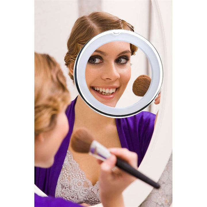 UNIQ Rundspiegel mit LED-Beleuchtung und Saugnapf x10 Vergrößerungsspiegel – Schwarz – | Fashiongirl