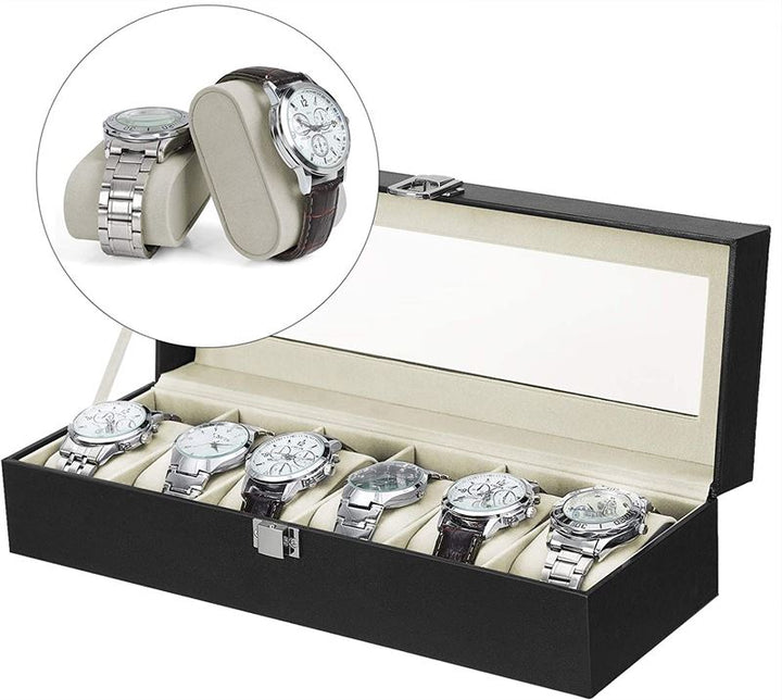 UNIQ Uhrenbox / Leder-Uhrenbox für 6 Uhren – unisex – | Fashiongirl