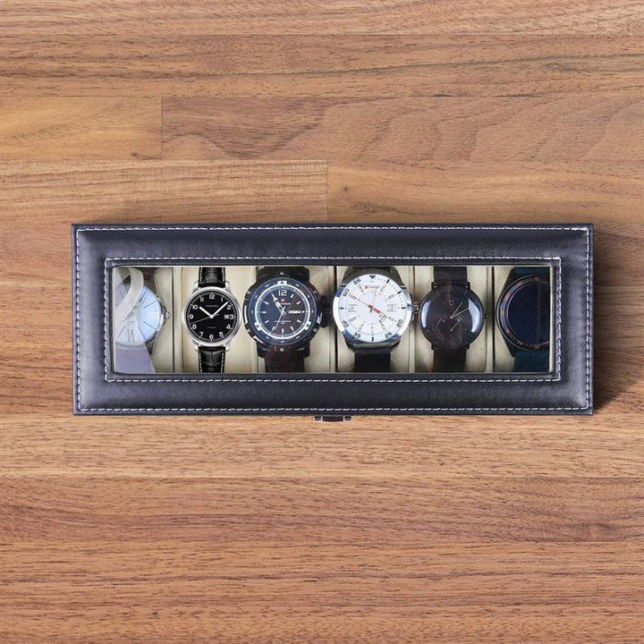 UNIQ Uhrenbox / Leder-Uhrenbox für 6 Uhren – unisex – | Fashiongirl