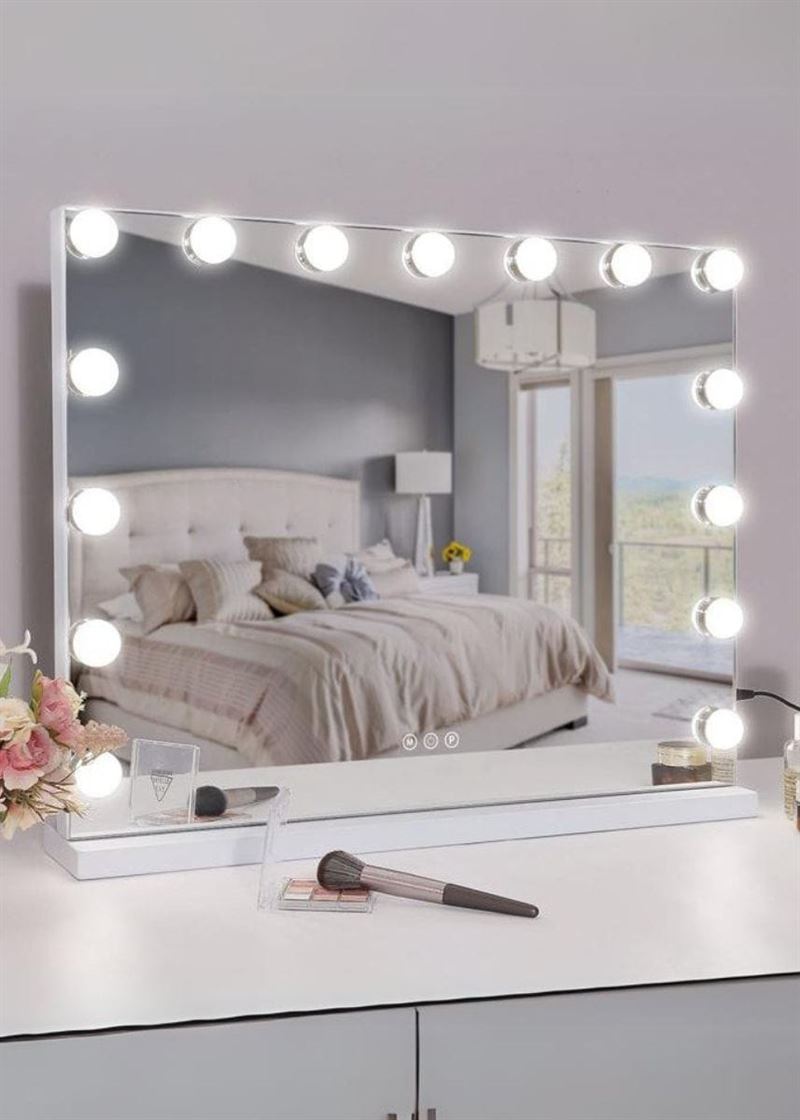 UNIQ XL Luxury Hollywood Vanity Mirror with 15 LED Lights and Touch Function – White - Mirror
